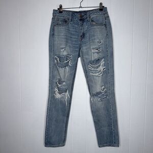 American Eagle Women’s Tom girl Jeans Distressed Button Fly Size 0
